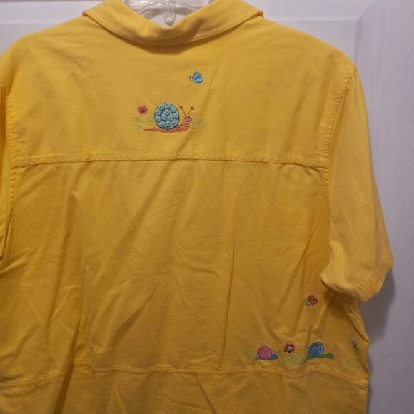 CJ Banks Yellow Snail button down Top - Picture 3 of 8